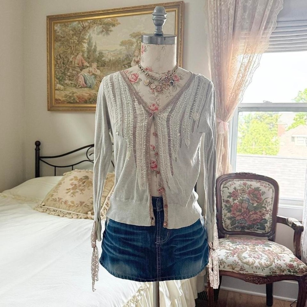 Y2K embellished cardigan Moth by Anthropologie medium Beaded‎ fairy cardigan